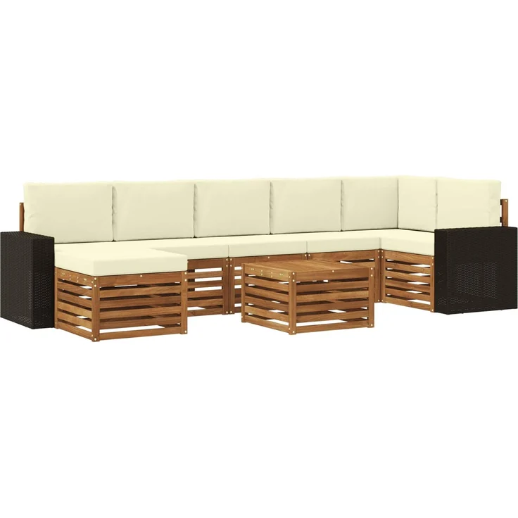 vidaXL Outdoor-Sofagarnitur 8 stk. 8-Sitzer Natur und Creme 3384661 – Bild 2