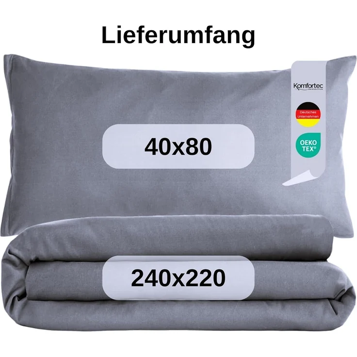Komfortec Bettwäsche Premium, 135 x 200 bis 220 x 240 cm, 6 verschiedene Größen zur Auswahl, gebürstet 100% Mikrofaser, 3 teilig, Superweiches Bettwäsche-Set, Knitterfrei, Atmungsaktiv – Bild 6