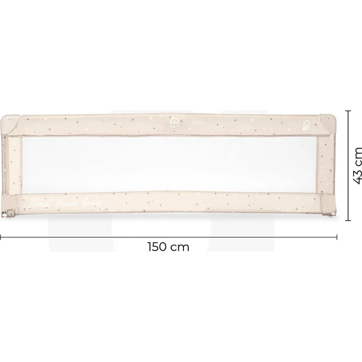 Asalvo Bettgitter, 150 cm, Fallschutz, für Kinder, klappbar, Tragetasche, extra hohes Design, faltbar und tragbar, sichere Befestigung, Sterne beige – Bild 2