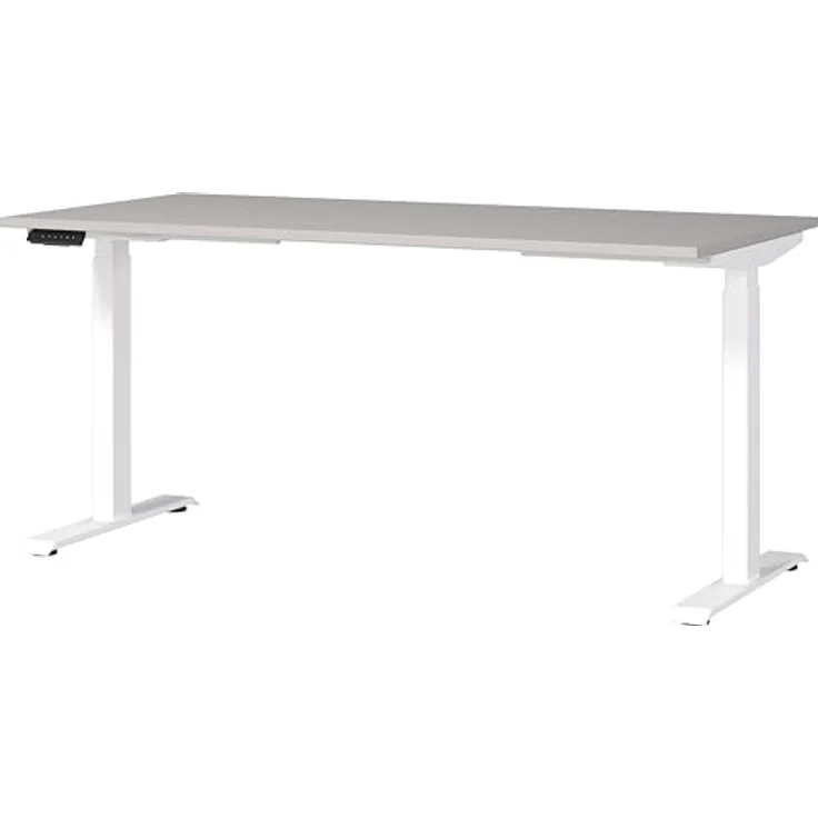 Germania Schreibtisch 7908-617, in Kaschmir/Weiß, EL. höhenverstellb, 160 x 120 x 80 cm (BxHxT) – Bild 2