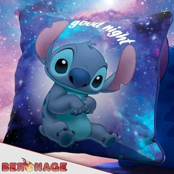 BERONAGE Dekokissen Lilo & Stitch Kissen Out of The World 40x40 cm Good Morning Good Night, passend zur Bettwäsche, ideal für Sofa, Couch, Kinder-Bett, Auto – Bild 5