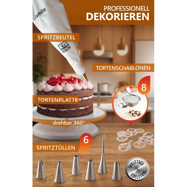 Aurelia Home Tortenset 24-teilig – Tortenring 15 cm, Tortenheber, Dekozubehör – Bild 5
