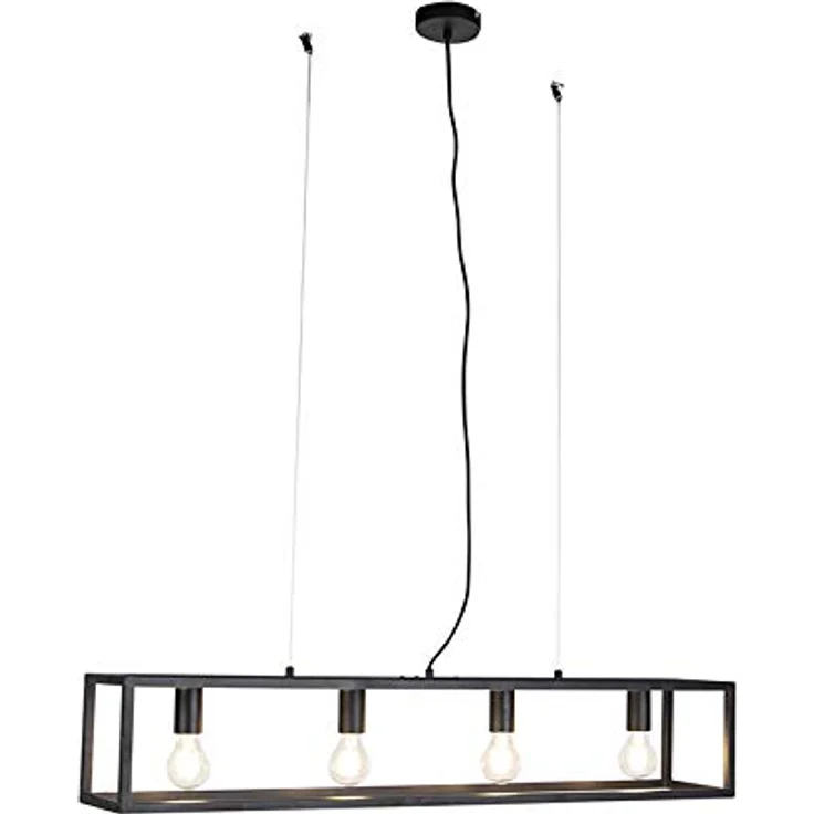 Qazqa Industrie Hängelampe 4-flammig in Schwarz, Pendelleuchte aus Stahl, E27 Fassung, dimmbar, geeignet für Wohnzimmer, Esszimmer und Küche – Bild 3