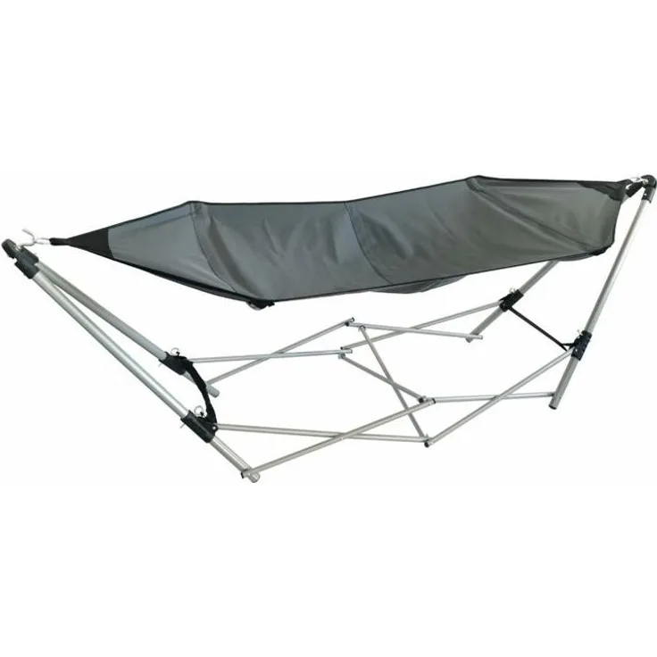 Gartenliege Hängematte Grau Faltbar 245x80x70cm mit Tragetasche