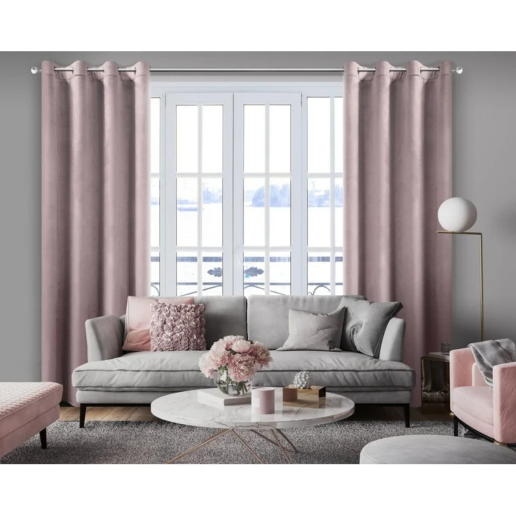 Eurofirany Vorhang VELVET (2 St), Ösen, blickdicht, Samt, 2er-Set Ösenschals aus Velvet, mit mittlerem Verdunkelungsgrad – Bild 1
