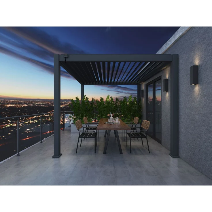 Weide Deluxe | Pergola Voll Aluminium freistehend | 3 x 4 M | Lamellendach anthrazit – Bild 8