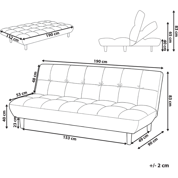 Schlafsofa 3-Sitzer RISOR Stoff Hellgrün – Bild 2