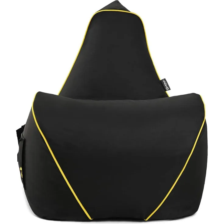 BuBiBag Gaming Sitzsack zum Zocken mit Anschluss zum Laden & Taschen, Halterung, Game Sessel für Kinder und Erwachsene, Beanbag Indoor und Outdoor - Flashbag (Gelb)
