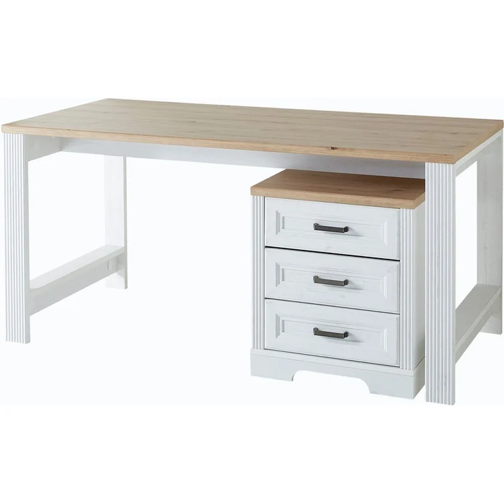 Schreibtisch JASMIN Pinie weiß Nachbildung 160 x 80 cm – Bild 2