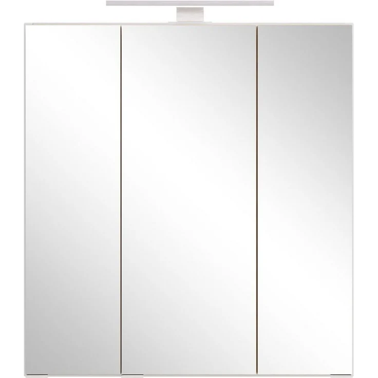 welltime Spiegelschrank TRIENT, 3D-Spiegelschrank 60 cm, gedämpfte Scharniere (Maße (B/H/T): ca. 60/64/20 cm) matt weiß/Wildeiche, gedämpfte Scharniere – Bild 1