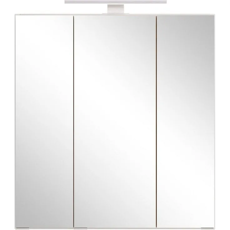 welltime Spiegelschrank TRIENT, 3D-Spiegelschrank 60 cm, gedämpfte Scharniere (Maße (B/H/T): ca. 60/64/20 cm) matt weiß/Wildeiche, gedämpfte Scharniere