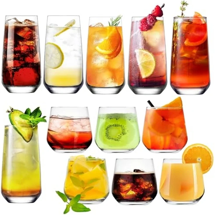 KONZEPT Gläser-Set Premium Gläser Set 12 Teilig, Wassergläser Spülmaschinenfes, 12-tlg, 6er Longdrinkgläser 480ml und 6 er Trinkgläser 310ml – Bild 7