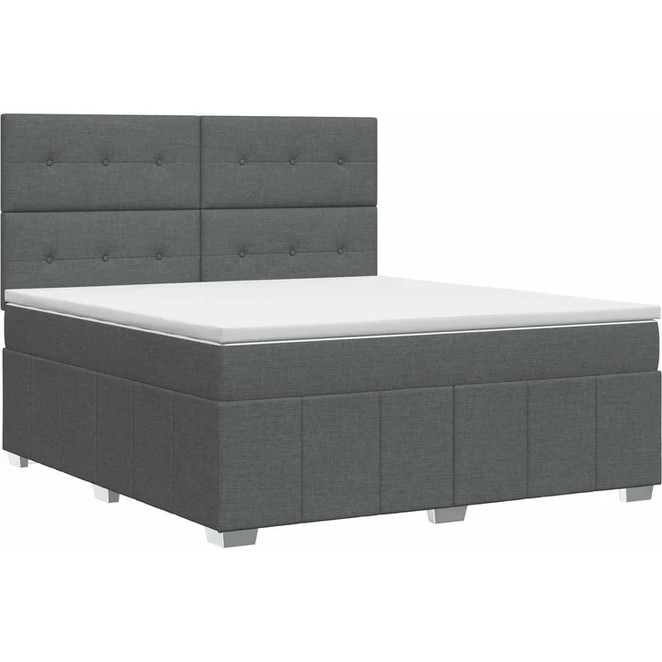 vidaXL Boxspringbett mit Matratze Dunkelgrau 160 x 200 cm Stoff 3454177 – Bild 2