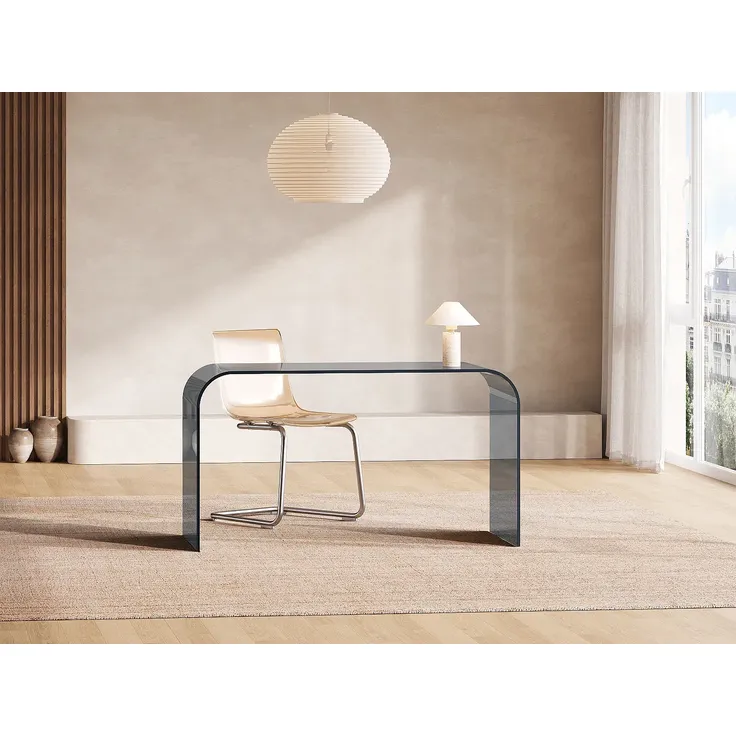 Vente-unique - KARDEMO Büromöbel Glas Grau - B 60 cm x H 75 cm x L 120 cm