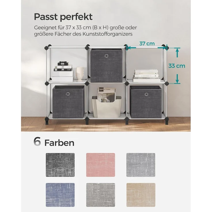 SONGMICS Aufbewahrungsbox mit Griff, 6er Set, Vliesstoff schwarz meliert, 30 x 30 x 30 – Bild 5