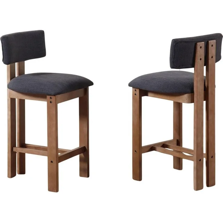 WAHSON OFFICE CHAIRS Barhocker Barhocker 2er Set Leinen Barstuhl aus Holz mit lehne für Küche/Bar