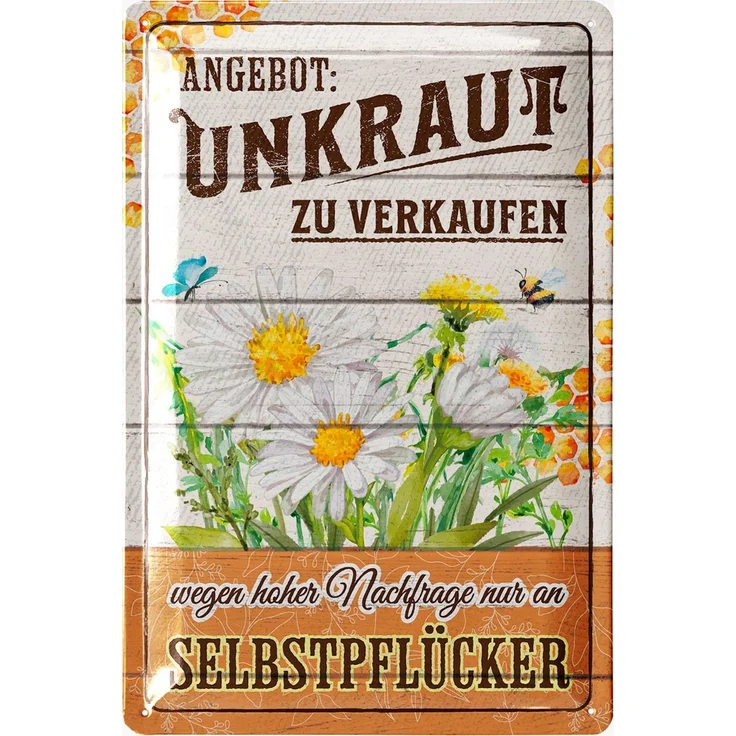 LANOLU Blechschild Unkraut zu Verkaufen - 20x30cm – Metall – Mehrfarbig – 20211 – Bild 1