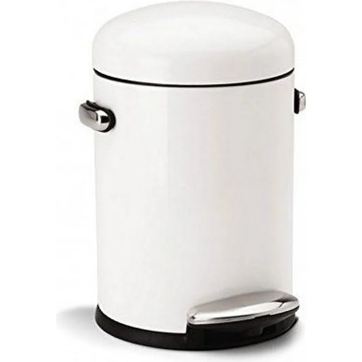 simplehuman 4,5 Liter, retro Treteimer, weißer Stahl, 10 Jahre