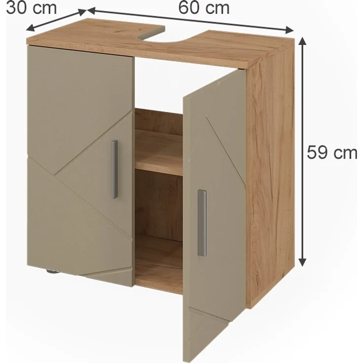 Waschbeckenunterschrank Irma Goldkraft Eiche 60 x 59 cm Vicco – Bild 2