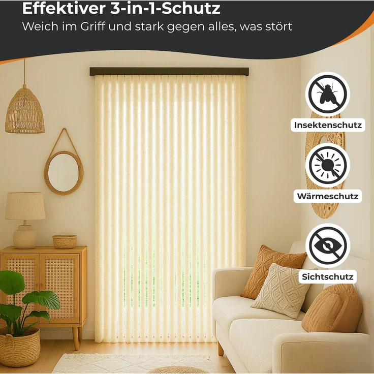Flauschvorhang 100x200 ( Weiß ), perfekter Insekten- und Sichtschutz für Ihre Balkon- und Terrassentür, viele Farben – Bild 4