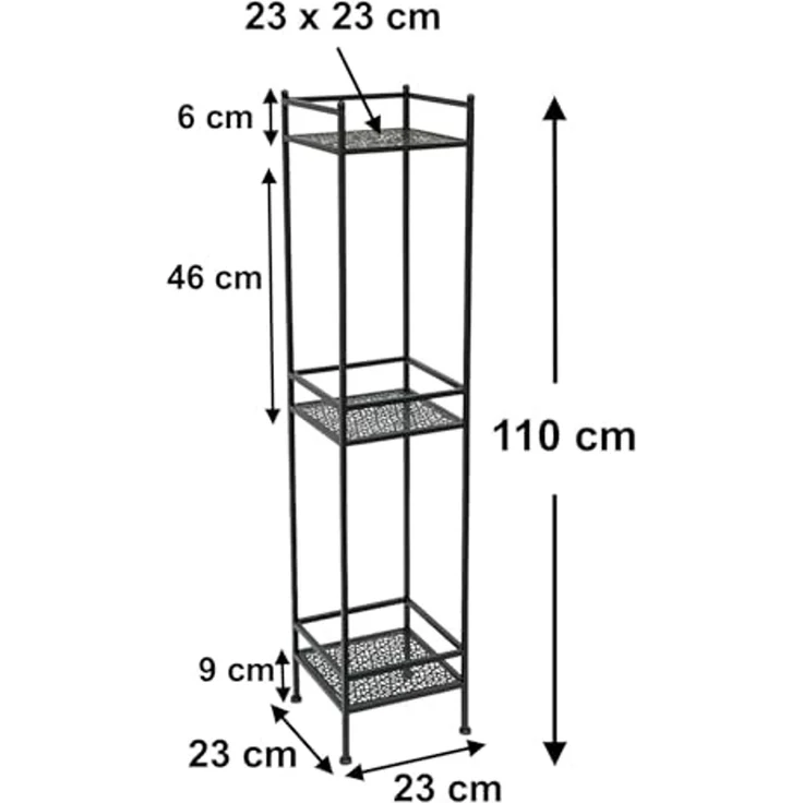 DanDiBo Standregal Schwarz Metall Schmal Stehend 3 Ebenen 110 cm Regal Küche Küchenregal 96485 Metallregal Eisen Modern – Bild 3