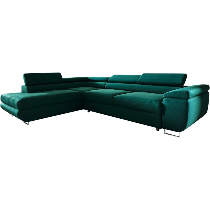 Ecksofa in L-Form AVESTA, L-förmige Eckcouch mit Schlaffunktion, ausziehbares Sofa, 1 Bettzeugbehälter, verstellbare Kopfstützen, (Monolith 37), 72x201 cm – Bild 1