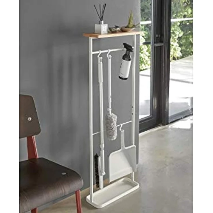 Yamazaki Schirmständer "Tower" mit Ablage 40 x 112 x 15 cm, Hänge-Schirmständer, Beistelltisch, aus Metall mit Holzablage, 112cm – Bild 7
