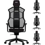 RECARO AER Gamingstuhl – Ergonomischer Gaming Chair | Premium-Polsterschaum | ideal auch als Bürostuhl oder Schreibtischstuhl | individuell einstellbar | 150 Kg – Midnight Black