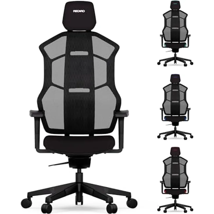 RECARO AER Gamingstuhl – Ergonomischer Gaming Chair | Premium-Polsterschaum | ideal auch als Bürostuhl oder Schreibtischstuhl | individuell einstellbar | 150 Kg – Midnight Black