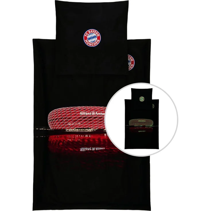 FC Bayern München Bettwäsche FC Bayern München Bettwäsche Glow in the dark Arena I 135x200, Baumwolle – Bild 2