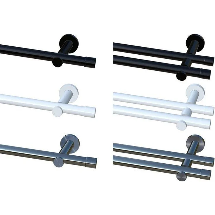 Garduna Gardinenstange Ø 20mm / 1- oder 2-Lauf, 2-läufig, kürzbar, Metall, 2-lauf 1-lauf, Gardinenstange komplett, hochwertig, Fixmaß, 20mm – Bild 4