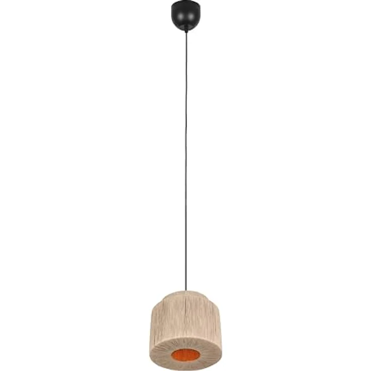 TRIO Smilla Pendelleuchte, 31cm schwarz mit braunem Seil, E27 LED geeignet, für Wohnzimmer und Schlafzimmer – Bild 2