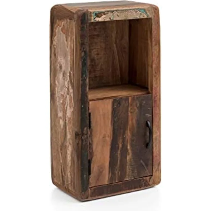 Hängeschrank Kalkutta II mit Fach 35x65x20 cm Woodkings Wandschrank Bad schmal Medizinschrank Dekoschrank recyceltes Hartholz mehrfarbig