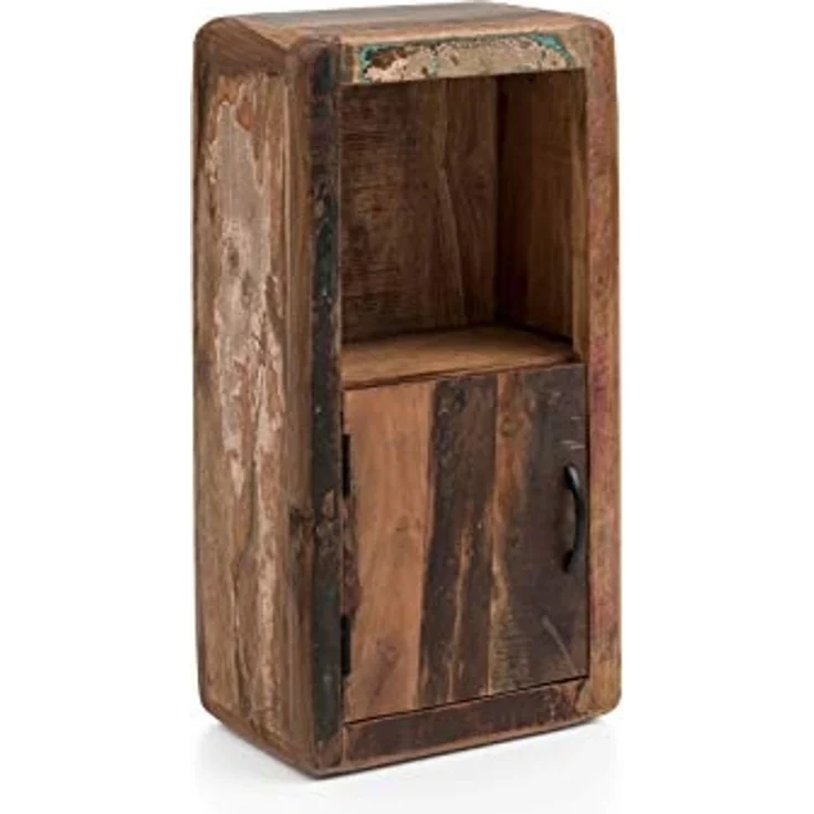 Hängeschrank Kalkutta II mit Fach 35x65x20 cm Woodkings Wandschrank Bad schmal Medizinschrank Dekoschrank recyceltes Hartholz mehrfarbig – Bild 1