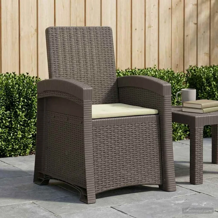 vidaXL Liegesessel Garten Rattan-Optik Hellgrau und Creme PP 8012012 – Bild 1