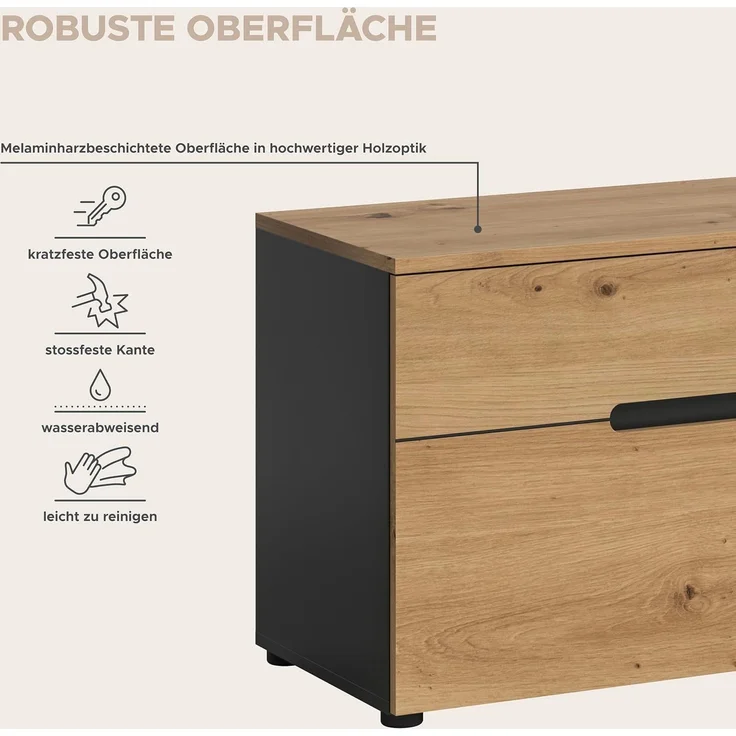 TV Lowboard (B/H/T: 55x184x44 cm) in Artisan Nachbildung – Bild 9