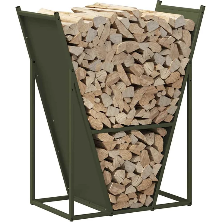 vidaXL Brennholzregal Olivgrün 69,5x35x81 cm Kaltgewalzter Stahl 864180 – Bild 3