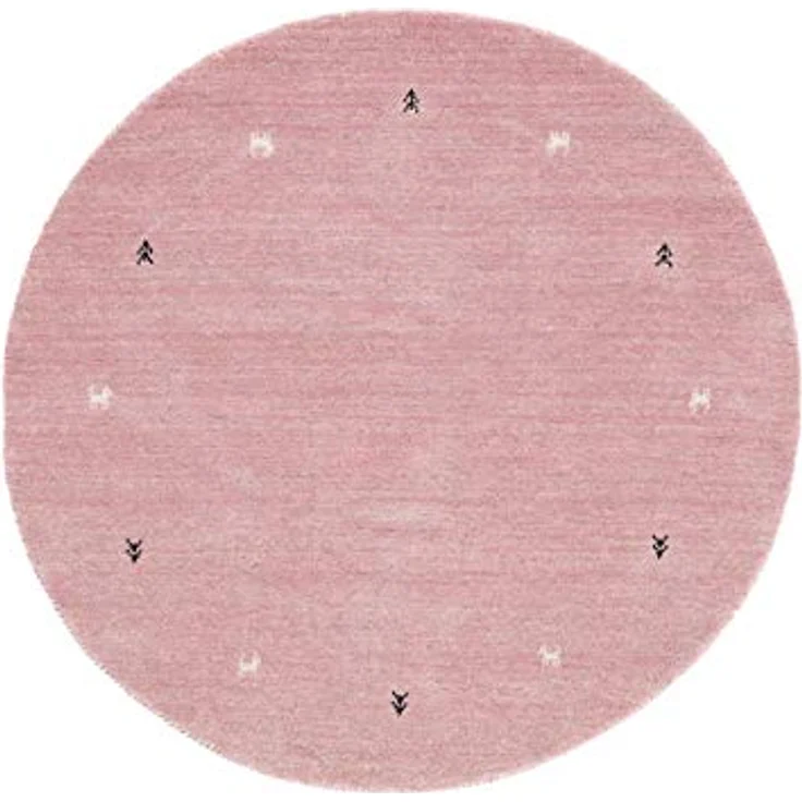 carpetfine 'Gabbeh Uni' Wollteppich, reine Wolle, Rosa, Ø 150 cm – Bild 2