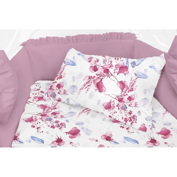 Amilian Babybettwäsche Set 7-teilig - Bettwäsche 100x135 - Kissenbezug 40x60 - mit Himmel, Chiffonhimmel, 7 teilig, Komplett-Set für Babybett, Gitterbett - Kinderbettwäsche – Bild 3