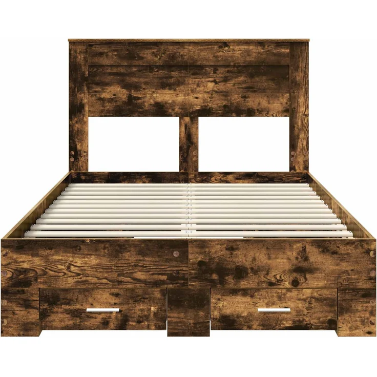 vidaXL Bettrahmen Geräucherte Eiche 135 x 190 cm Holzwerkstoff 3409999 – Bild 7