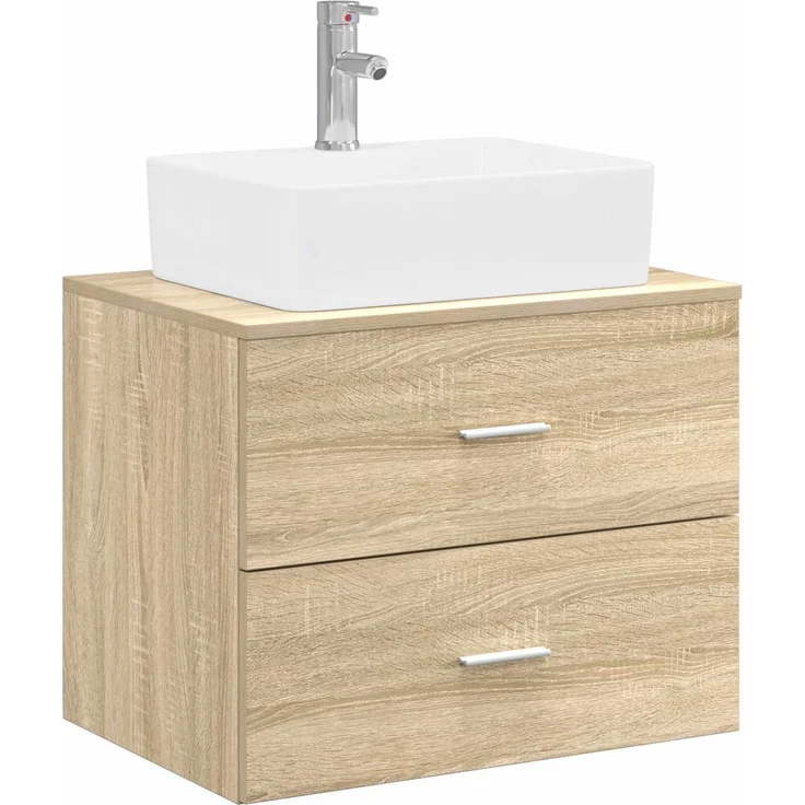 vidaXL Wandmontierter Waschbeckenunterschrank Sonoma-Eiche 3404384 – Bild 2