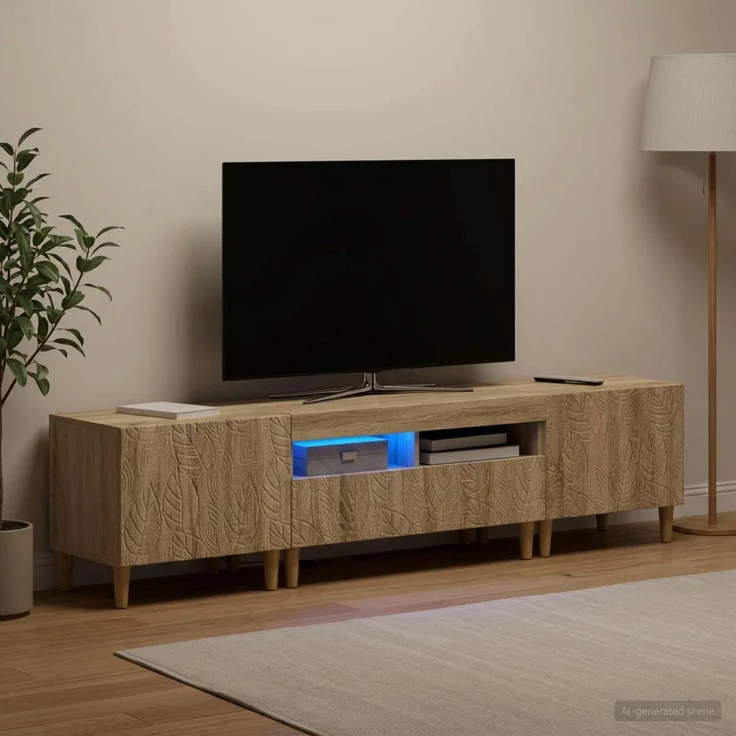 vidaXL 3-teiliges LED TV Regal DELFT Sonoma-Eiche Holzwerkstoff 3416759 – Bild 3