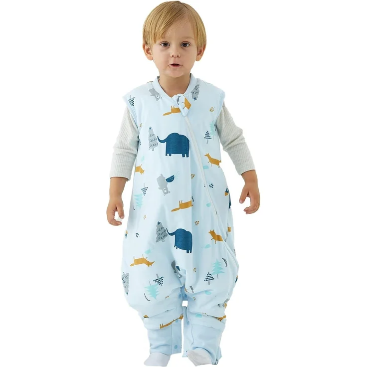 Duomiaomiao Baby Schlafsack, 1x Winterschlafsack, 2.5tog-elefanten Dschungel, 85cm / Babygröße 90-100cm, 100% Baumwolle – Bild 1