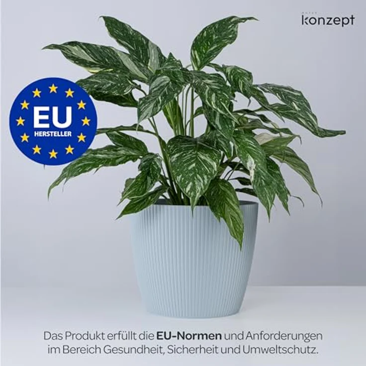 KONZEPT Blumentopf groß, gerillte Struktur 26/30cm, Übertöpfe für Zimmerpflanzen, aus Kunststoff ideal für Wohnzimmer, Küche und Balkon – Bild 9