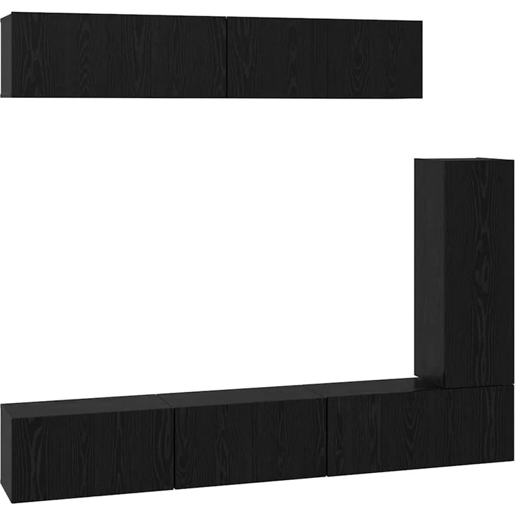 vidaXL TV-Schrankset 6 pcs Schwarz Eichen-Optik Holzwerkstoff 3393265 – Bild 2