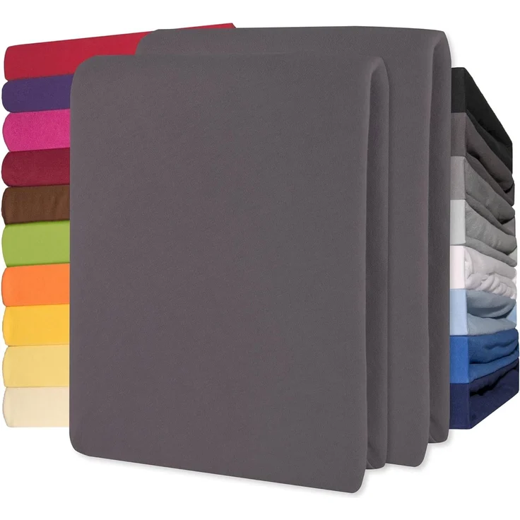 CelinaTex Jersey Spannbettlaken Lucina 140x200-160x200 cm anthrazit grau 100% Baumwolle gekämmt bis 26cm Matratzenhöhe Spannbettbezug, Leintuch, Bettlaken, elastisch, Strech, Oeko-Tex – Bild 1