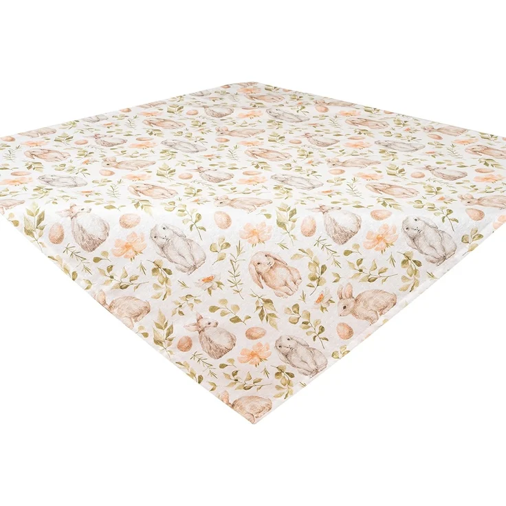 beties Mitteldecke Hoppel (1-tlg, 1 Stück), ca. 80x80 cm, bedruckt mit niedlichen Hasen, feinen Zweigen und Blumen – Bild 1
