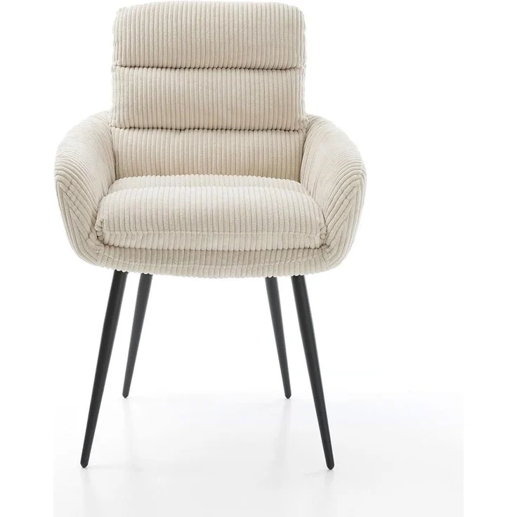 Esszimmerstuhl Abelia-Flex mit Armlehnen Cord Beige 4-Fuß konisch Schwarz – Bild 3