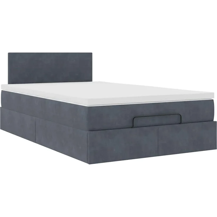 vidaXL Ottomane Bett mit Matratze & LEDs Dunkelgrau 120x190 cm Samt 3312537 – Bild 5