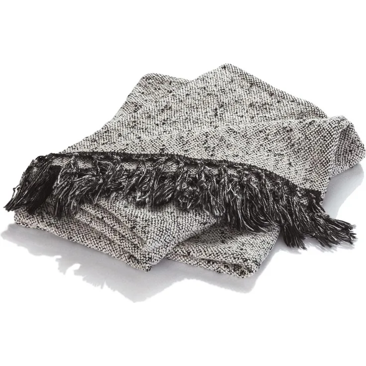 Sympathica Sommer Plaid Heimdecke Wohndecke 130x180cm Salt & Pepper schwarz-weiß